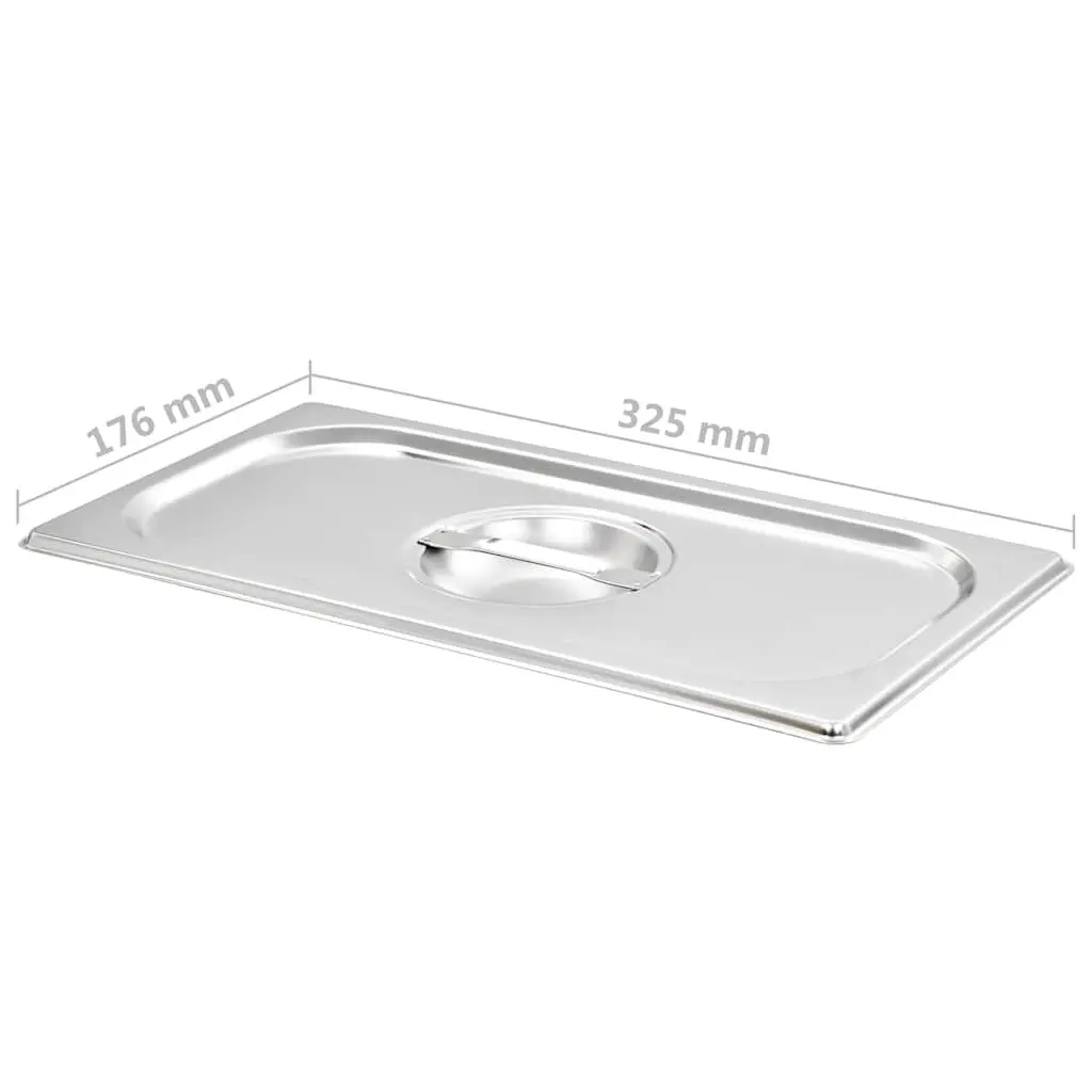 Stainless Steel Pan Lids GN 1/3 Steam Table Cover Silver 4 Piece