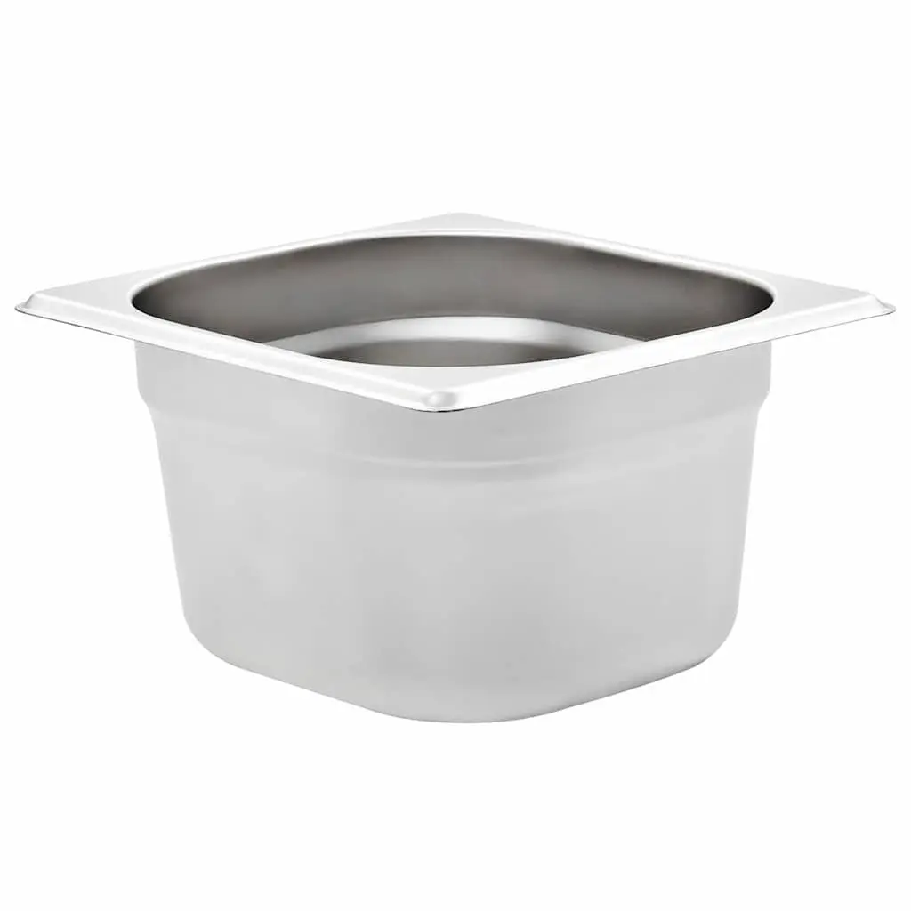 Gastronorm Containers Stackable Silver 100 mm GN 1/6 for Steam Table Professional and Home Kitchen Use Set of 12