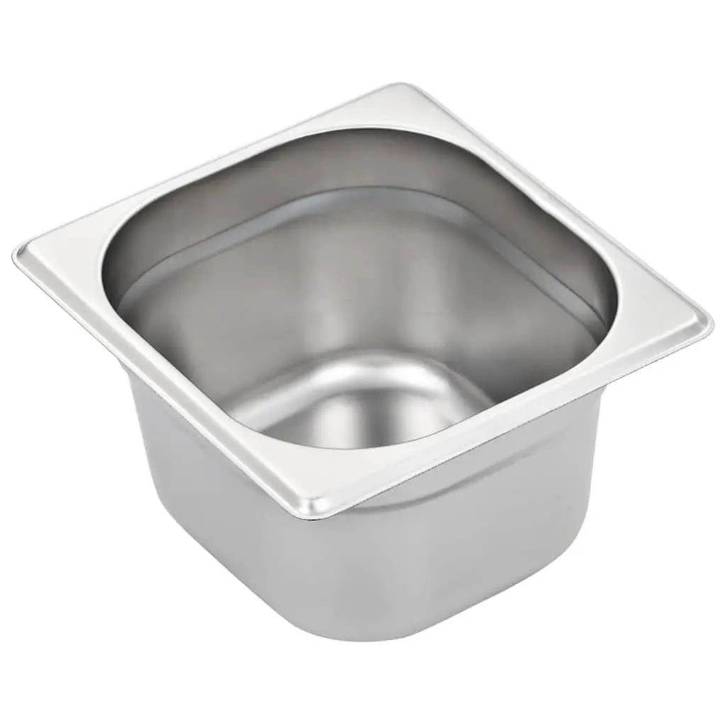 Gastronorm Containers Stackable Silver 100 mm GN 1/6 for Steam Table Professional and Home Kitchen Use Set of 12