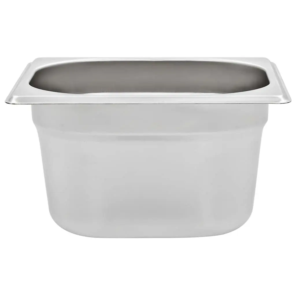 Gastronorm Containers Stackable Silver 100 mm GN 1/6 for Steam Table Professional and Home Kitchen Use Set of 12