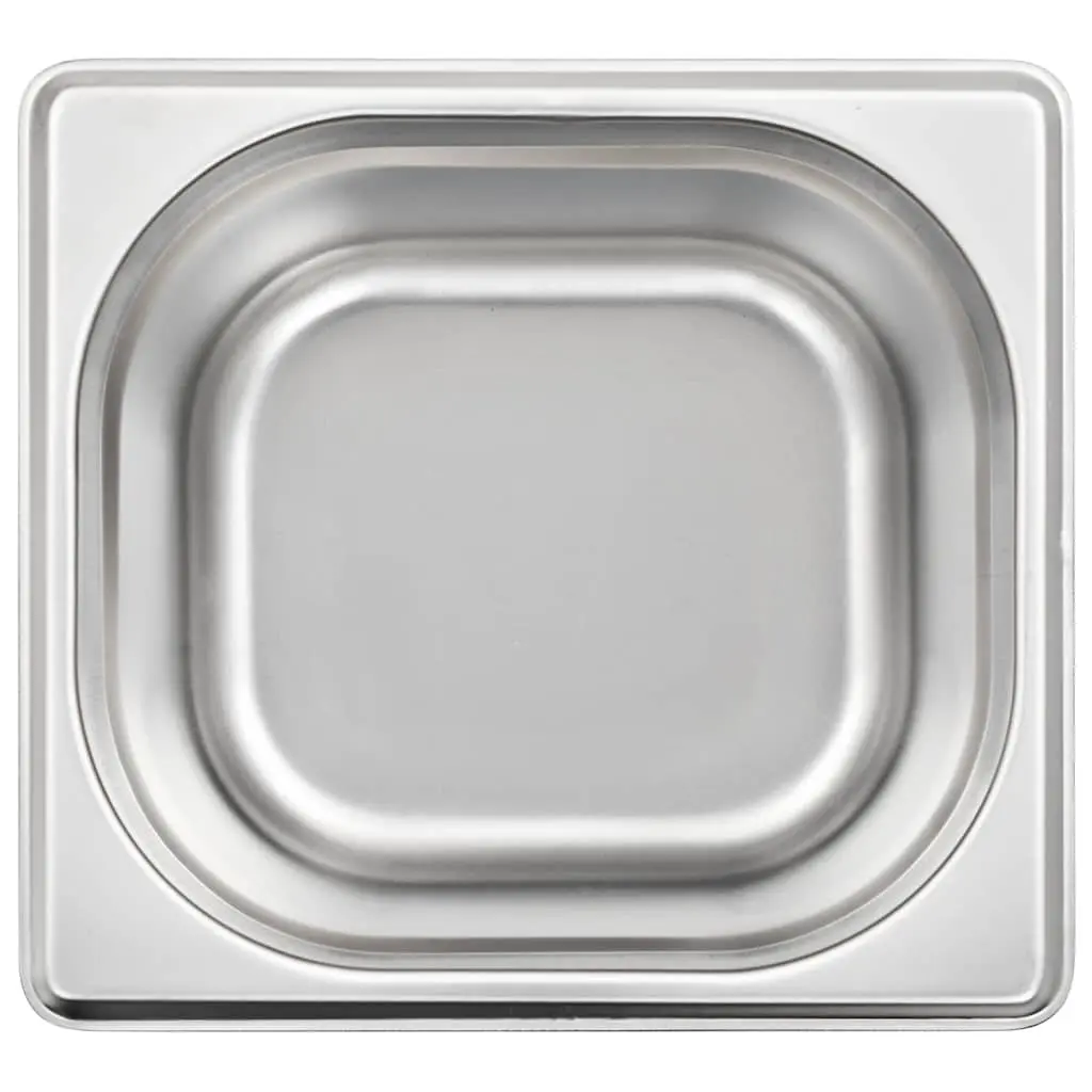 Gastronorm Containers Stackable Silver 100 mm GN 1/6 for Steam Table Professional and Home Kitchen Use Set of 12