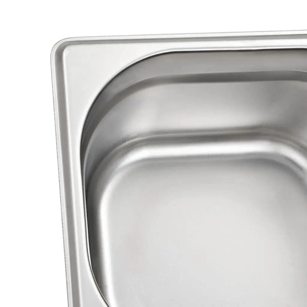 Gastronorm Containers Stackable Silver 100 mm GN 1/6 for Steam Table Professional and Home Kitchen Use Set of 12