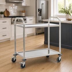 Reliable 2-Tier Kitchen Trolley for Storage and Service