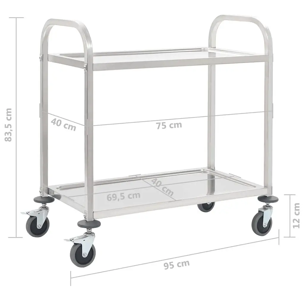 2-Tier Kitchen Trolley for Food Service