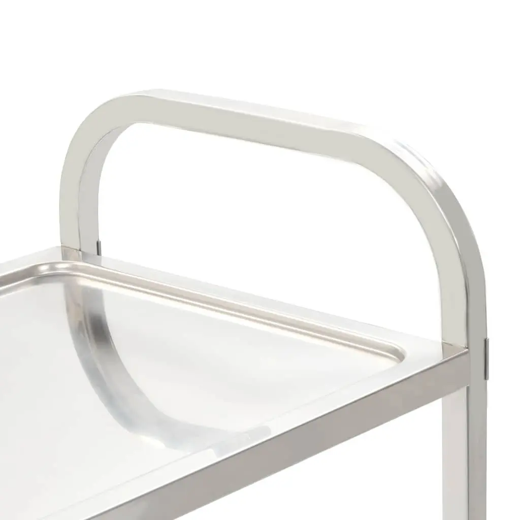 3-Tier Kitchen Trolley Stainless Steel Service Cart Rolling Castors Brakes