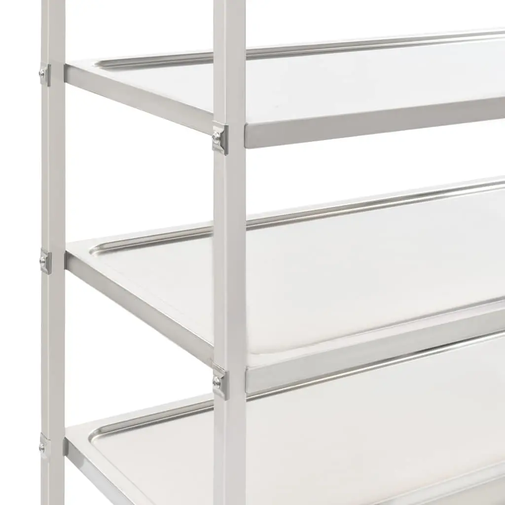 5-Tier Kitchen Trolley Stainless Steel Frame Rolling Serving Cart Storage