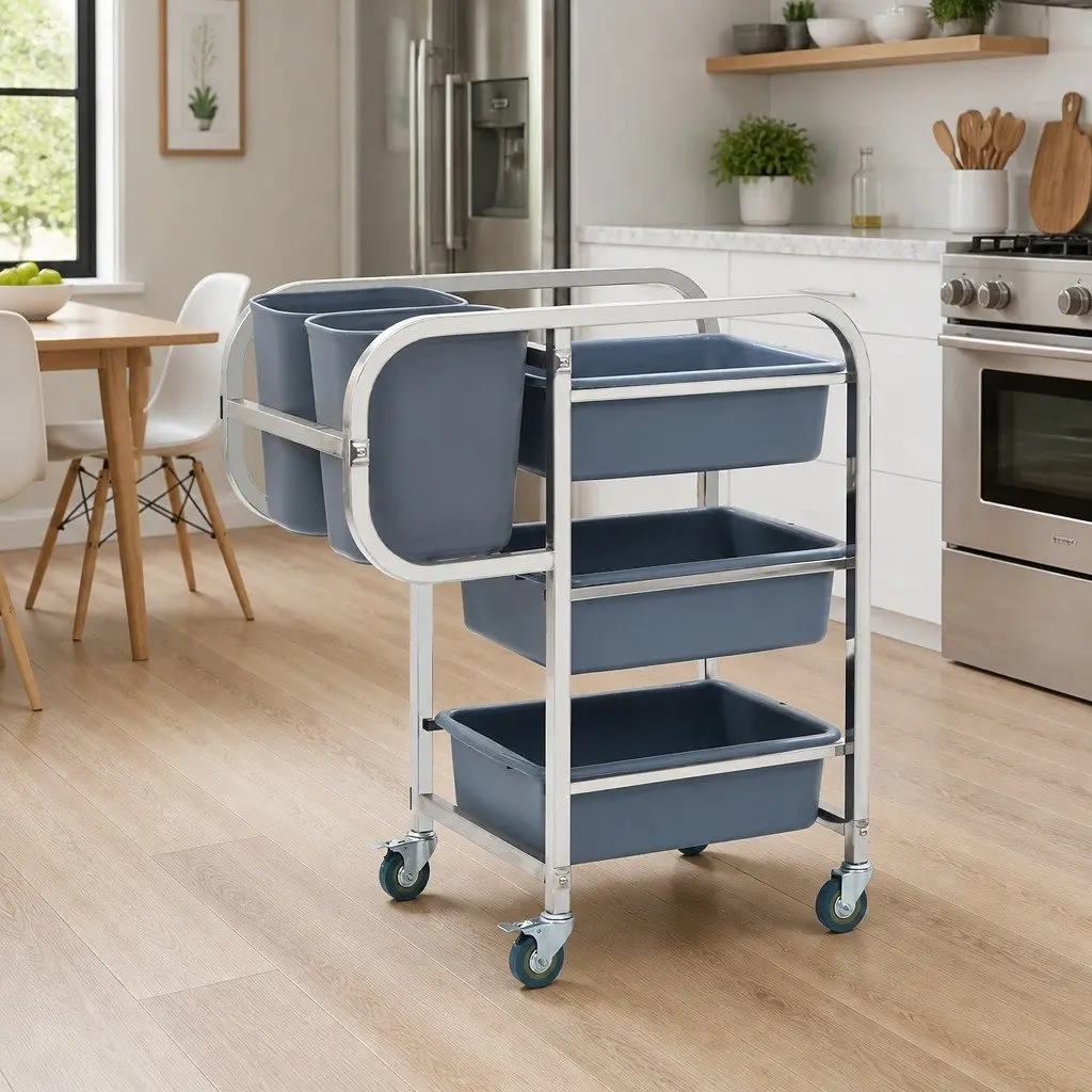 Kitchen Trolley Cart Storage Tool Stainless Steel Frame 82x43.5x93cm Silver