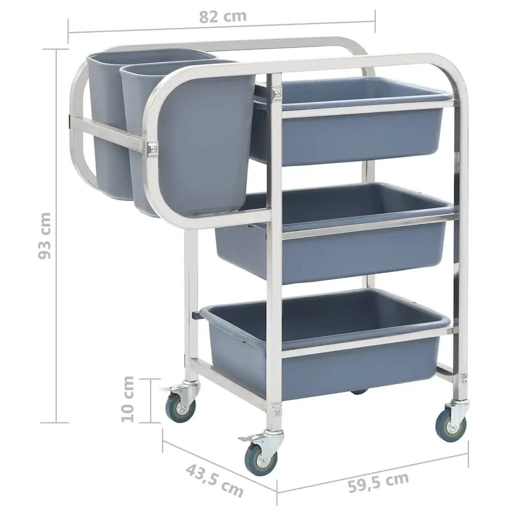 Kitchen Trolley Cart Storage Tool Stainless Steel Frame 82x43.5x93cm Silver