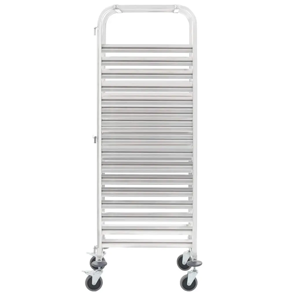 Kitchen Trolley Catering Serving Cart 16 Tray Capacity Stainless Steel Frame Silver