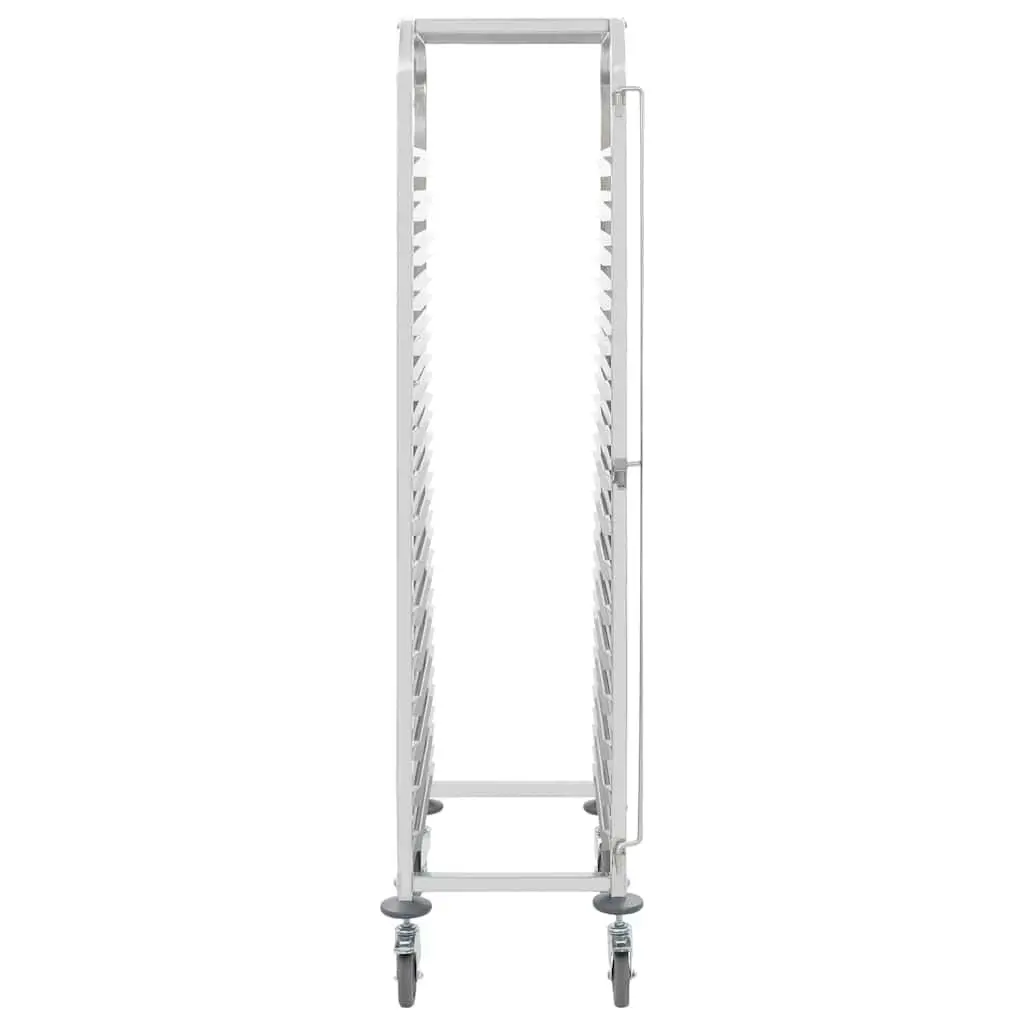 Kitchen Trolley Catering Serving Cart 16 Tray Capacity Stainless Steel Frame Silver