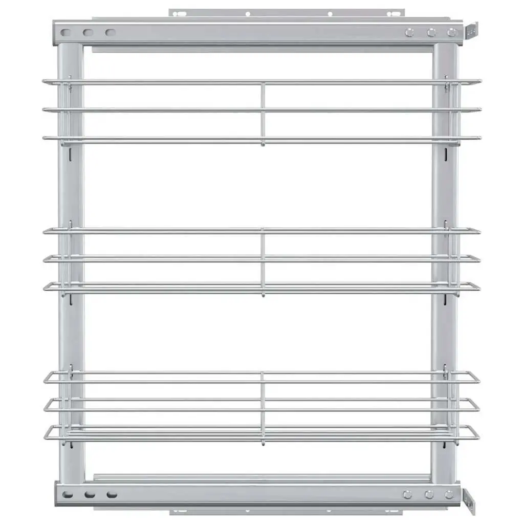 3-Tier Pull-Out Kitchen Wire Basket Storage Organiser Cupboard Rack Silver 47 x 15.5 x 55.5 cm