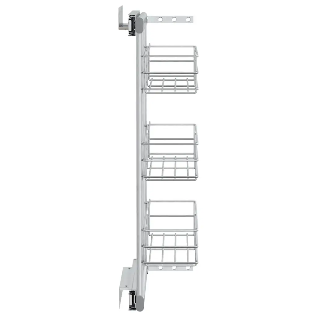 3-Tier Pull-Out Kitchen Wire Basket Storage Organiser Cupboard Rack Silver 47 x 15.5 x 55.5 cm