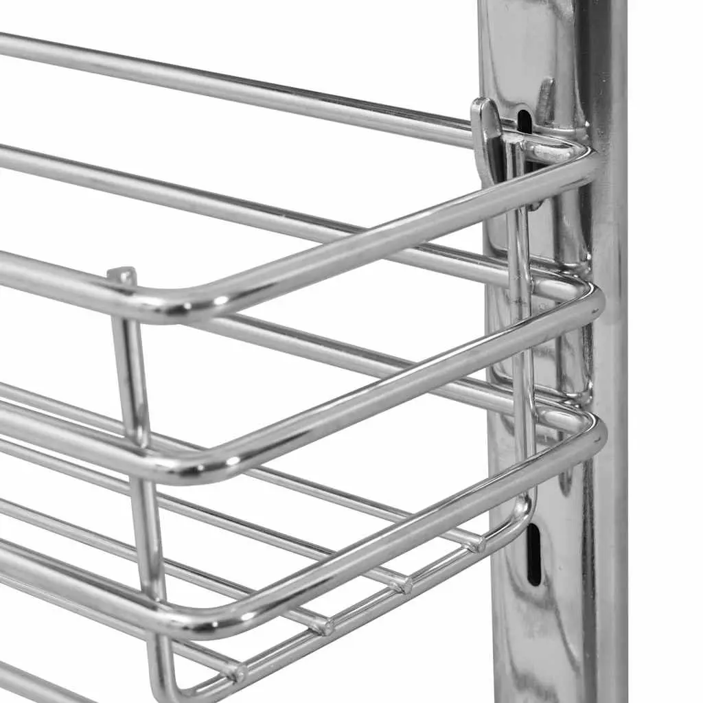 3-Tier Pull-Out Kitchen Wire Basket Storage Organiser Cupboard Rack Silver 47 x 15.5 x 55.5 cm