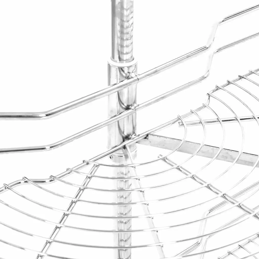 2-Tier Wire Basket Kitchen Organiser 180 Degree Rotating Storage Rack Silver