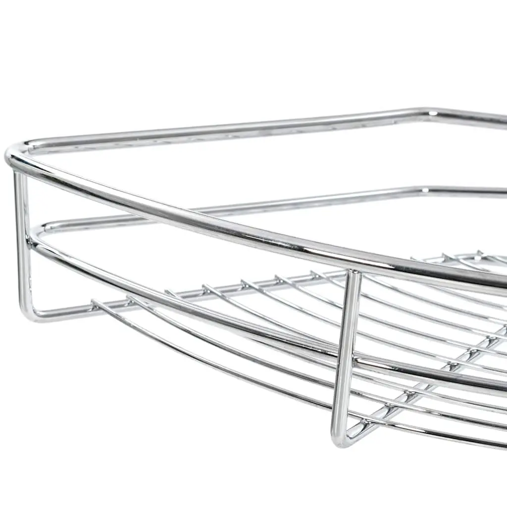 2-Tier Wire Basket Kitchen Organiser 180 Degree Rotating Storage Rack Silver
