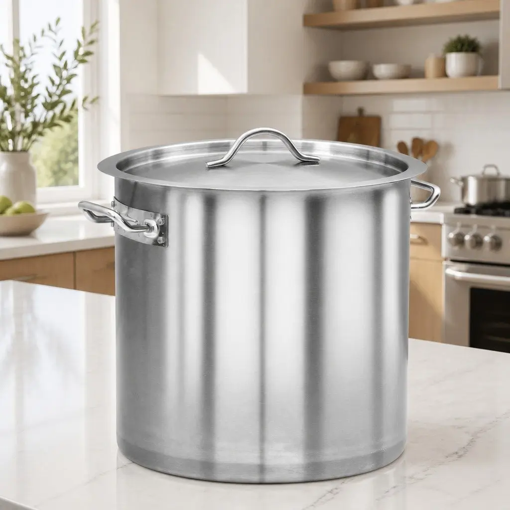 Stock Pot 35L Stainless Steel Large Cookware for Soup Stew Silver