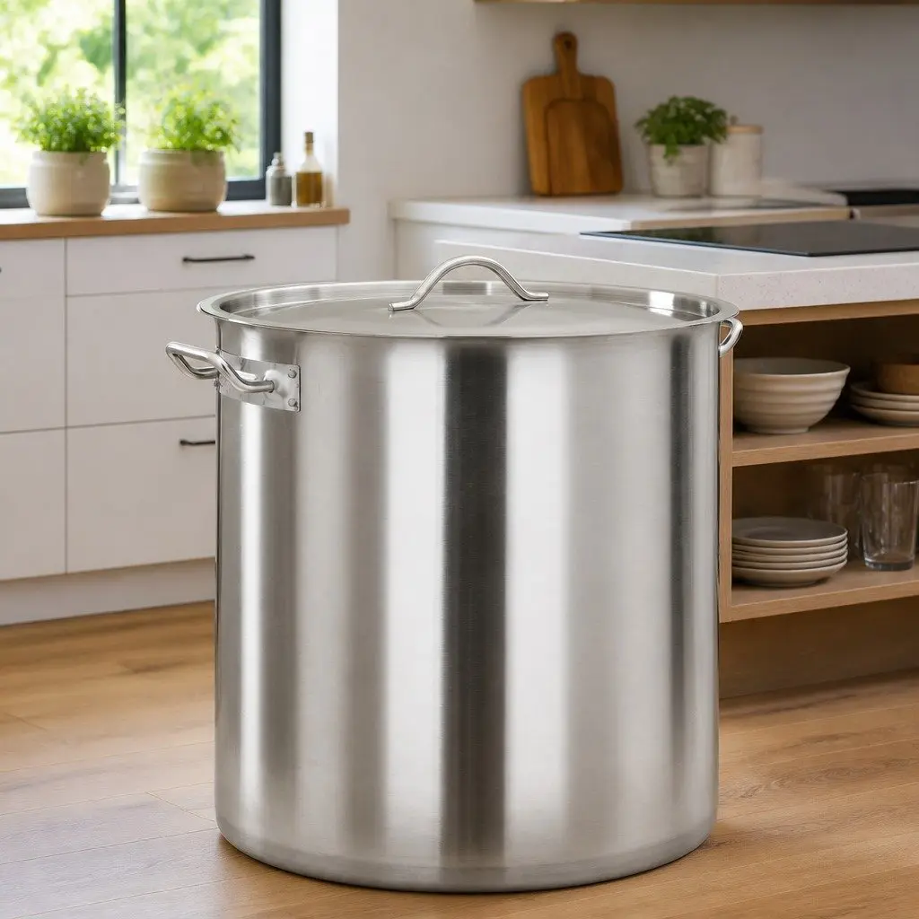 Stock Pot 50L Stainless Steel Cooking Soup Stew Kitchen Cookware Silver
