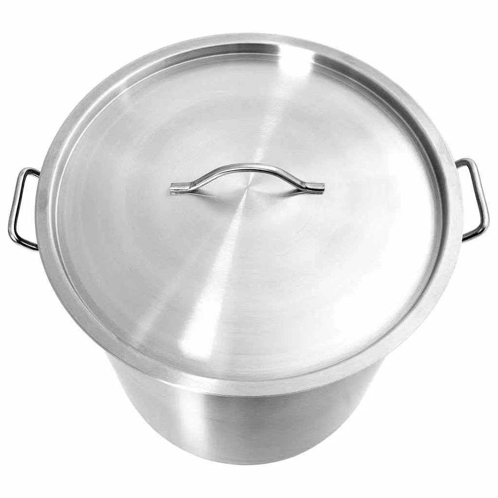 Stock Pot 50L Stainless Steel Cooking Soup Stew Kitchen Cookware Silver