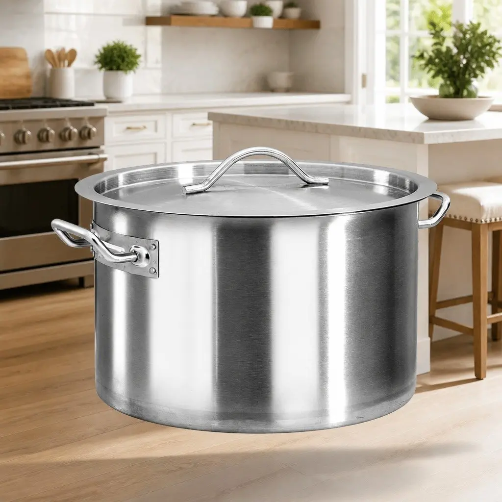 Stock Pot 24L Stainless Steel Cooking Kitchen Cookware 36x24cm Silver