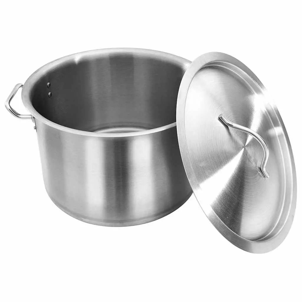 Stock Pot 24L Stainless Steel Cooking Kitchen Cookware 36x24cm Silver