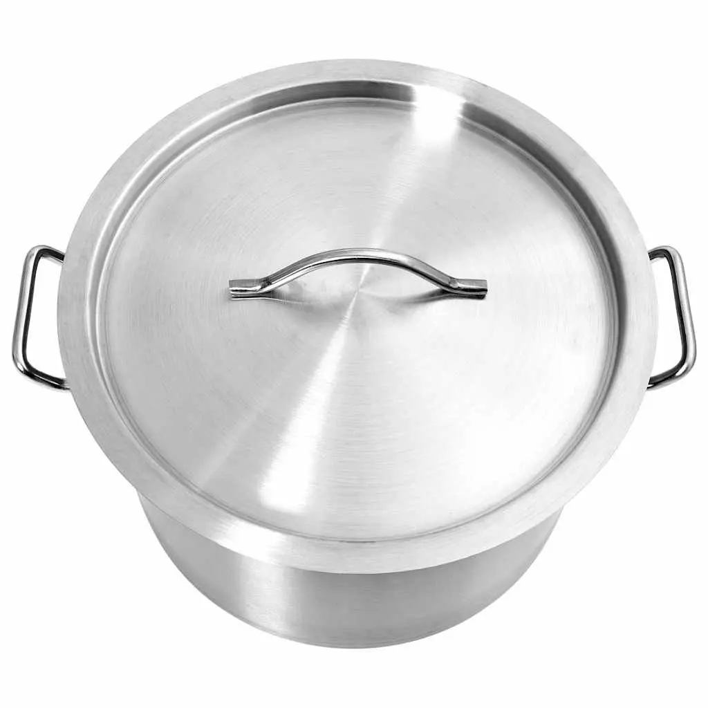 Stock Pot 24L Stainless Steel Cooking Kitchen Cookware 36x24cm Silver