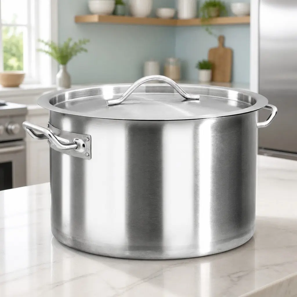 Stock Pot Stainless Steel Large Cooking 32L Silver