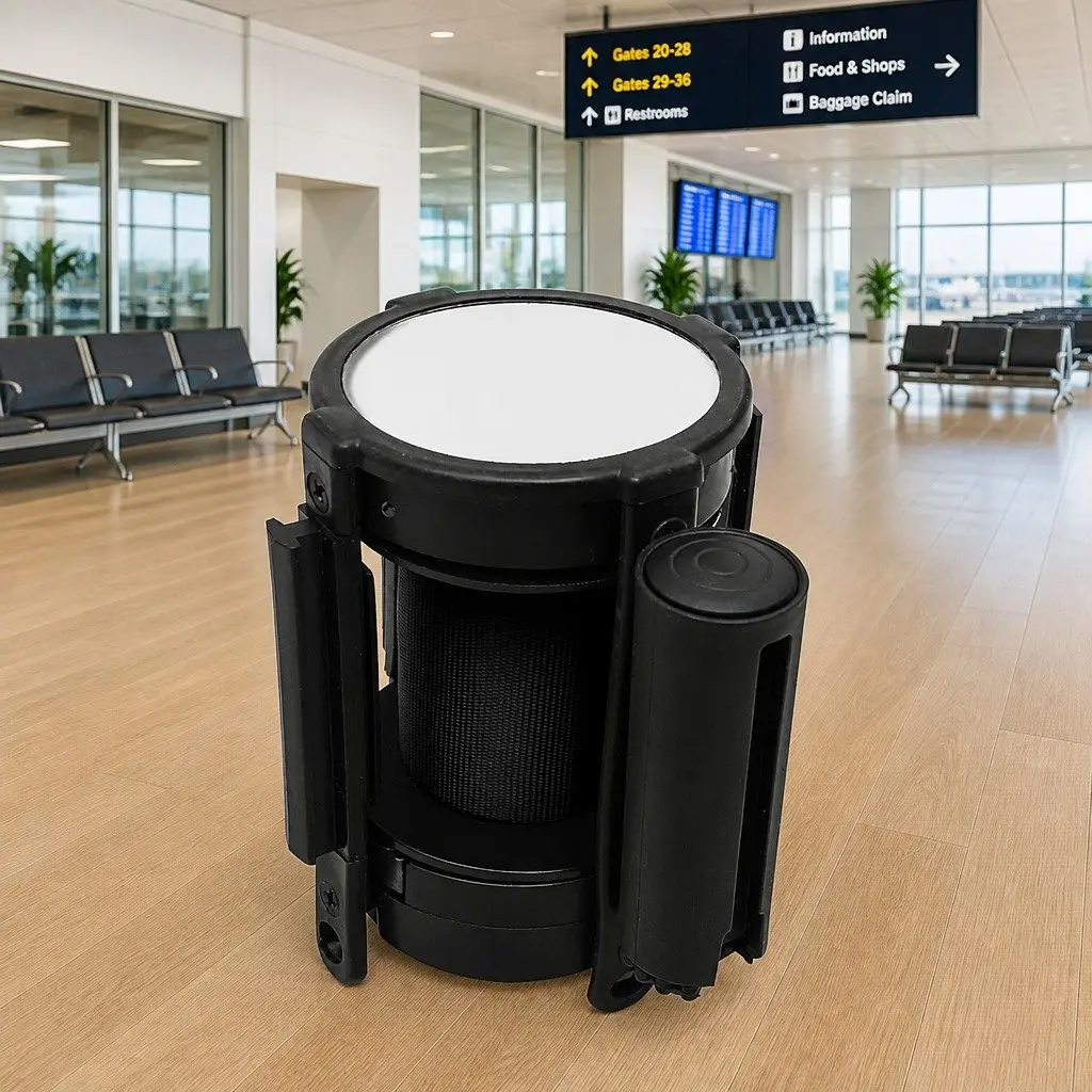 Retractable Belt Barrier Crowd Control 200cm Black