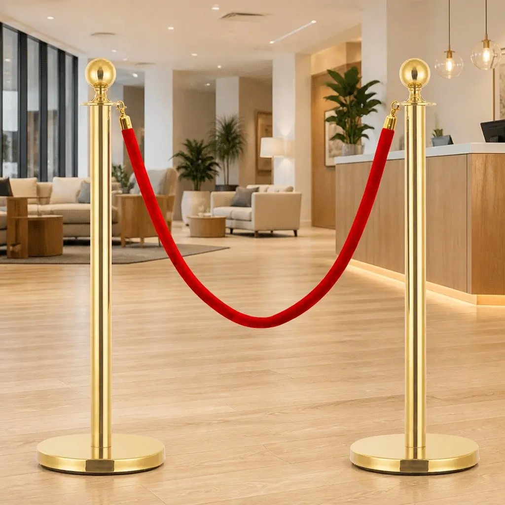 Velvet Stanchion Rope Crowd Control Barrier 1 Piece Red