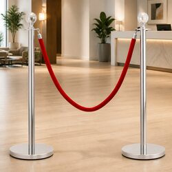 Velvet Stanchion Rope Red Barrier Crowd Control Queue Line Safety Post Stand