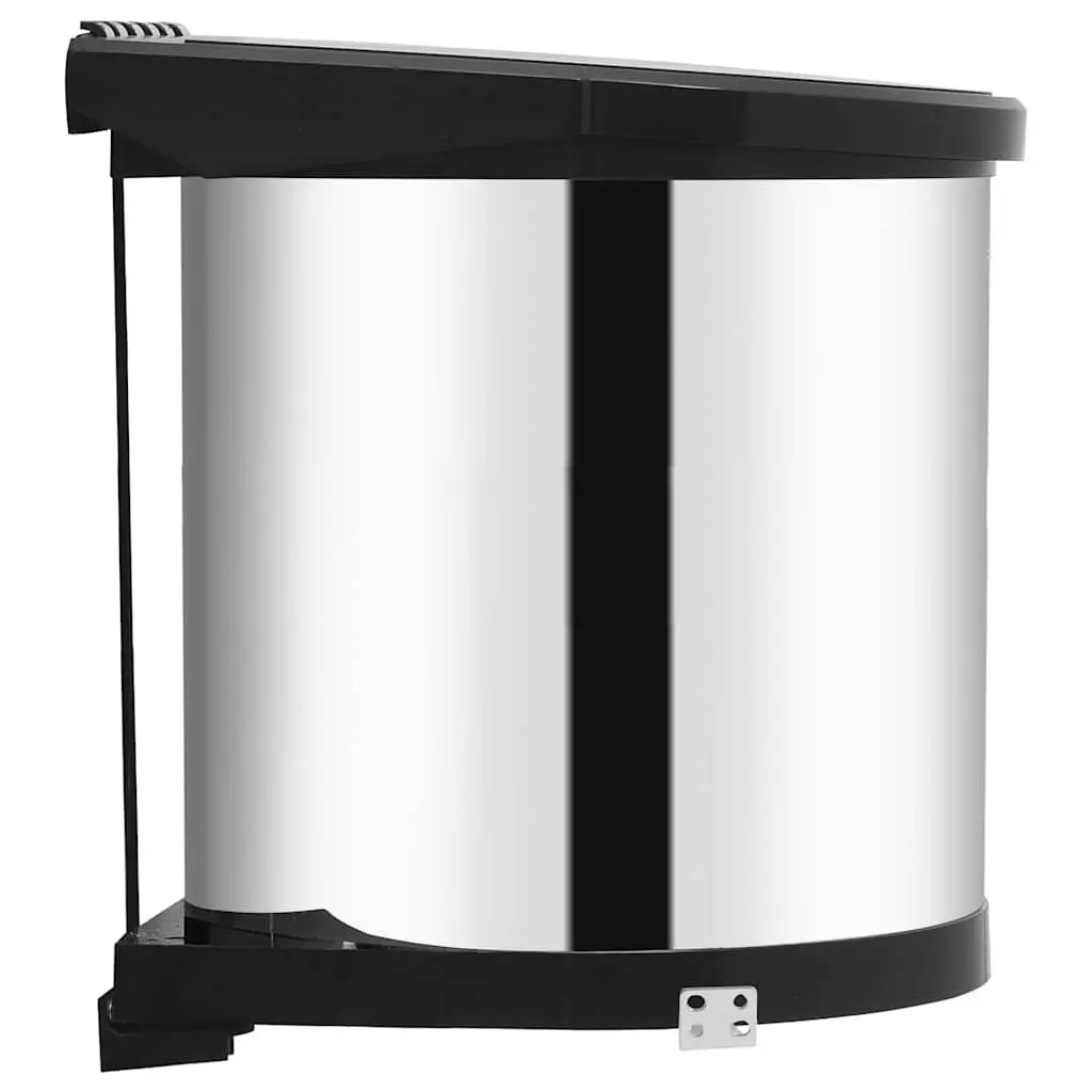 Built-in Kitchen Waste Bin 12L Silver Automatic Lid Cupboard Mount Rubbish