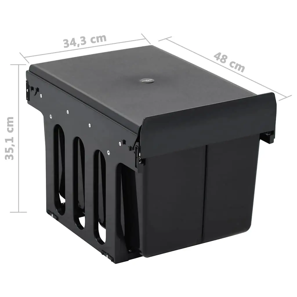 Kitchen Waste Bin Pull-out Cupboard Dustbin 36L Black