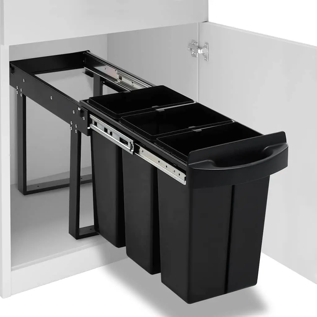 Kitchen Pull-out Waste Bin Soft-Close 36L Cupboard Rubbish Organiser Recycling