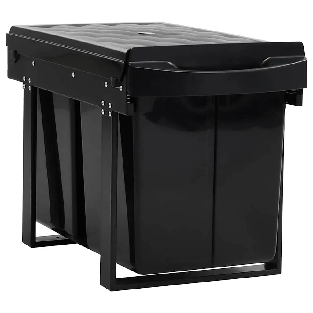 Pull-out Waste Bin Recycling Sorting Black 48L