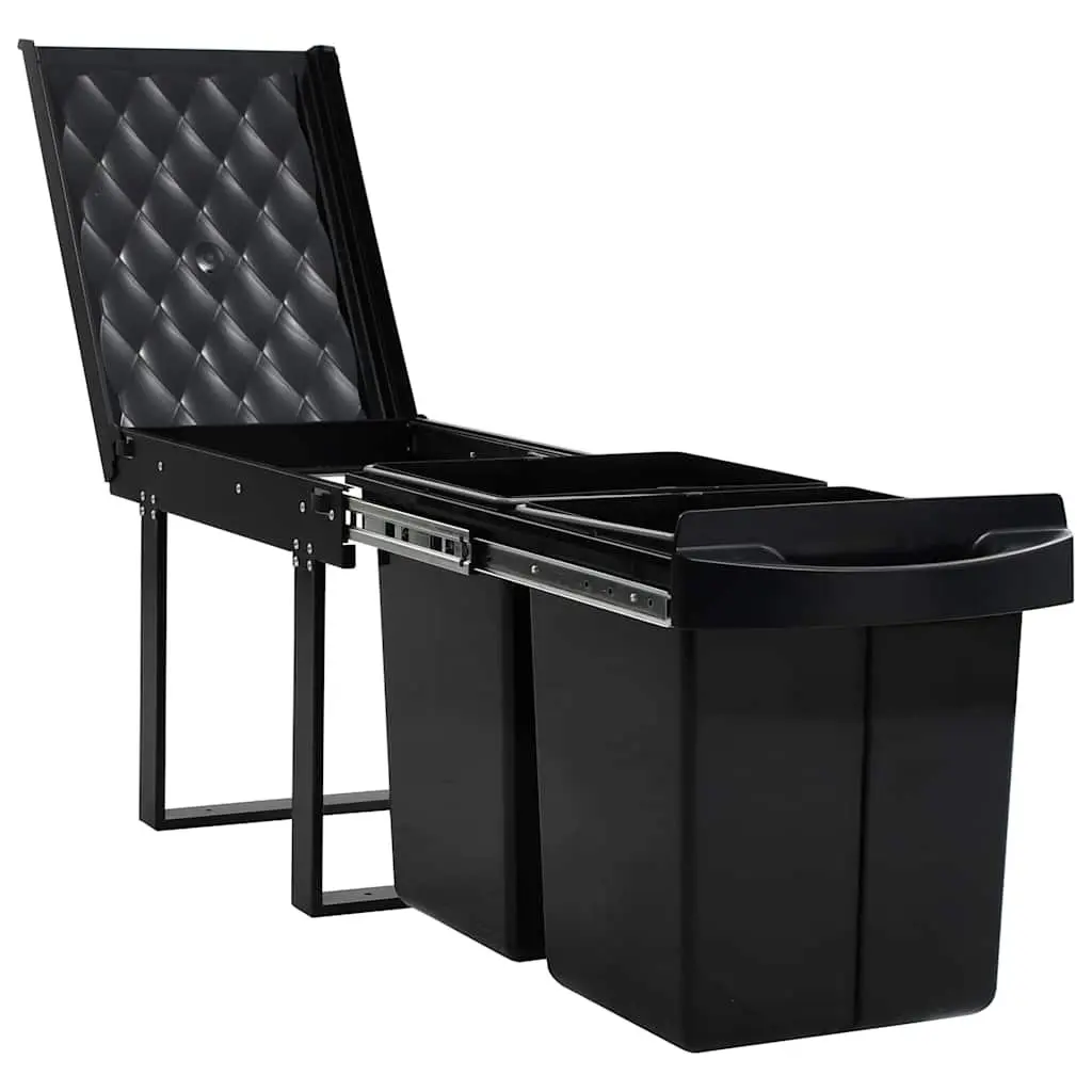 Pull-out Waste Bin Recycling Sorting Black 48L