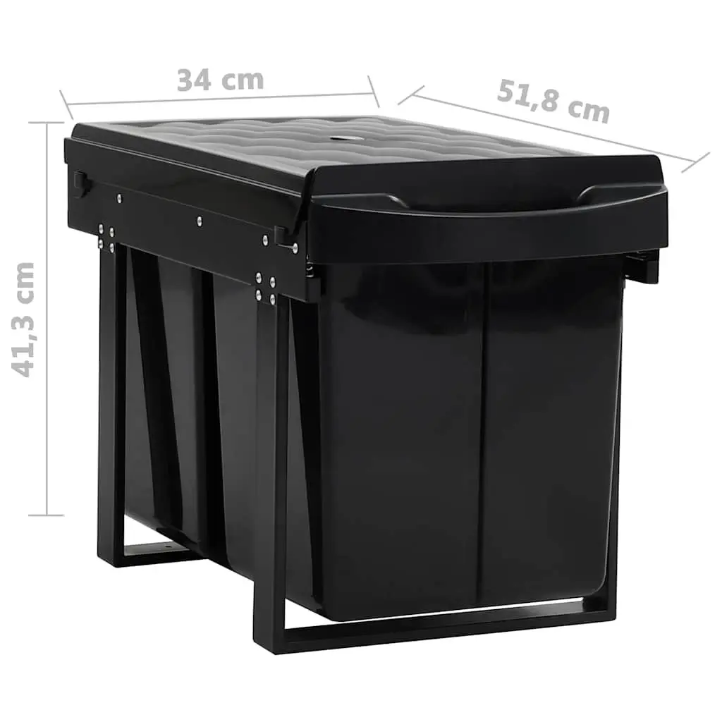 Pull-out Waste Bin Recycling Sorting Black 48L
