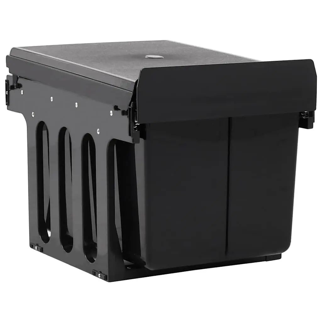 Pull-out Kitchen Bin 48L Soft-Close Black Waste Recycling Three Bins