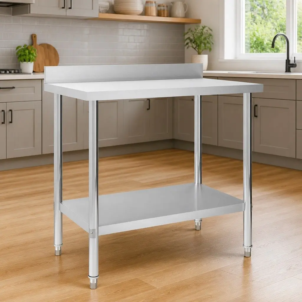 Stainless Steel Food Prep Table with Backsplash for Easy Cleaning