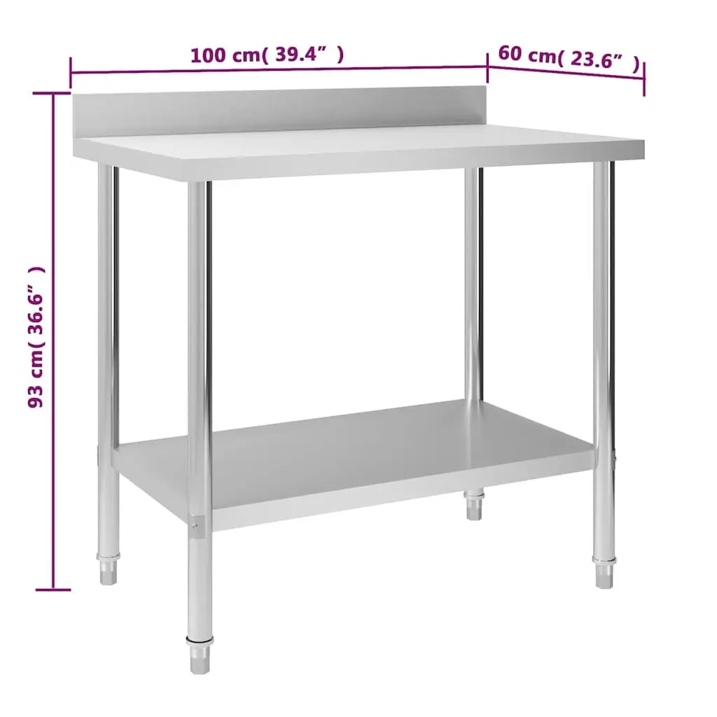 Commercial Kitchen Work Table Food Prep Stainless Steel 100x60x93cm
