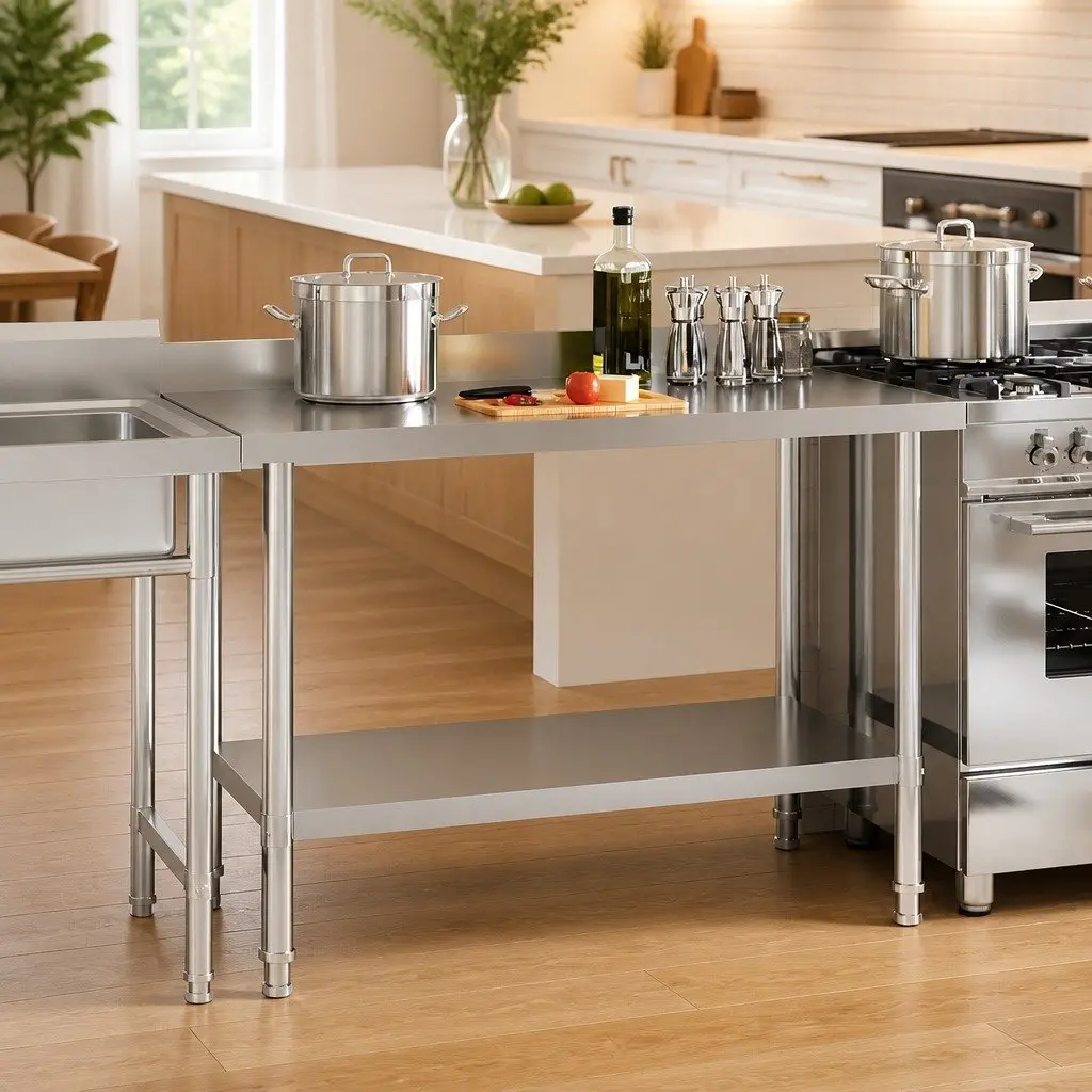 Stainless Steel Kitchen Work Table 120x60x93cm Commercial Food Prep Station