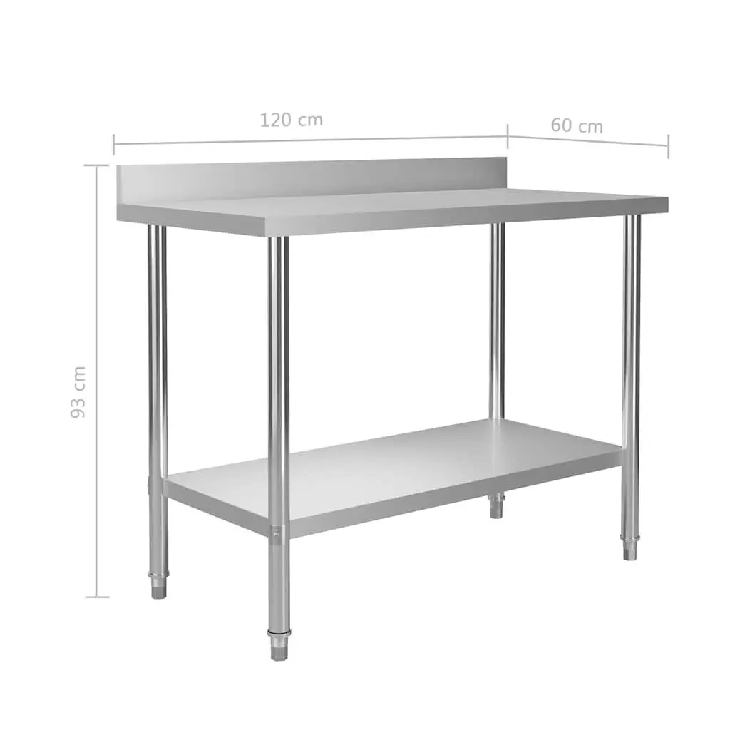 Stainless Steel Kitchen Work Table 120x60x93cm Commercial Food Prep Station