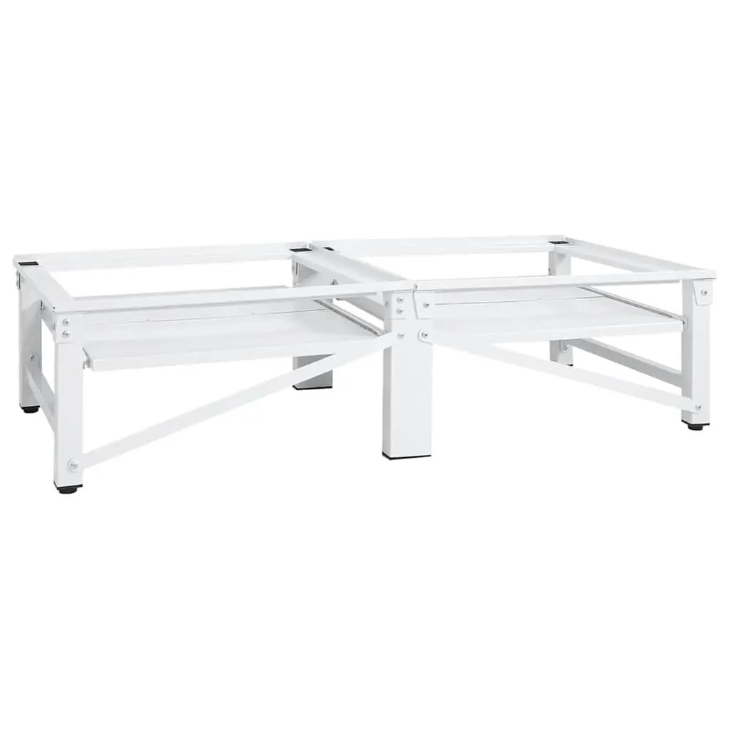 Riser Stand for Washing Machine and Dryer with Pull-out Shelves Adjustable Height Steel Construction Non-slip Pads