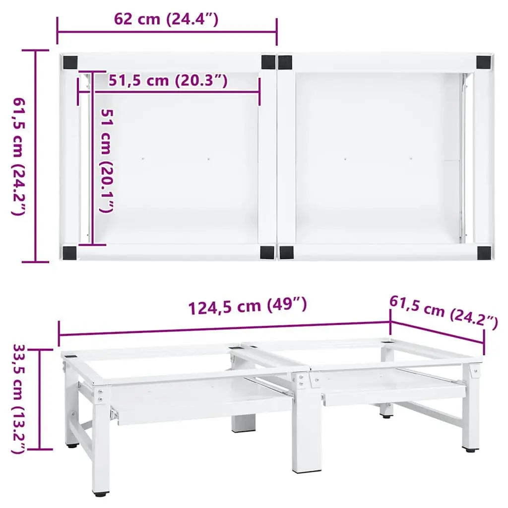 Riser Stand for Washing Machine and Dryer with Pull-out Shelves Adjustable Height Steel Construction Non-slip Pads