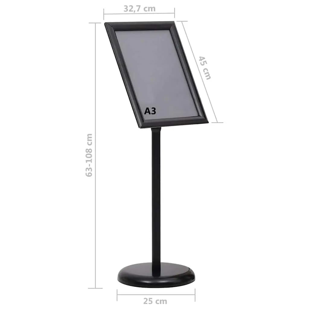 Floor Pedestal Poster Stand Adjustable A3 Size Black Aluminium Alloy Frame