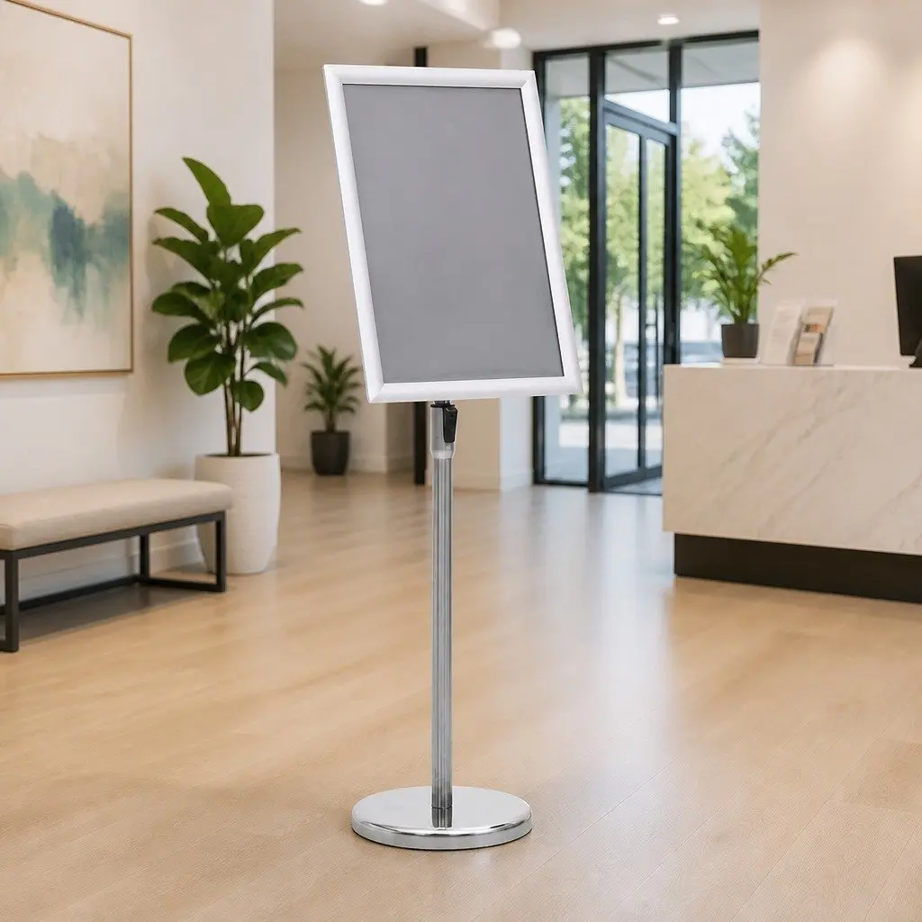 A3 Poster Stand Adjustable Silver Aluminium Display Floor Stand