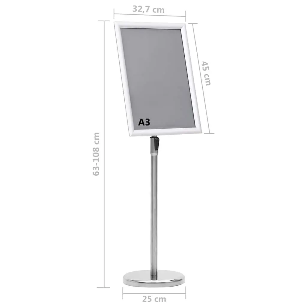 A3 Poster Stand Adjustable Silver Aluminium Display Floor Stand