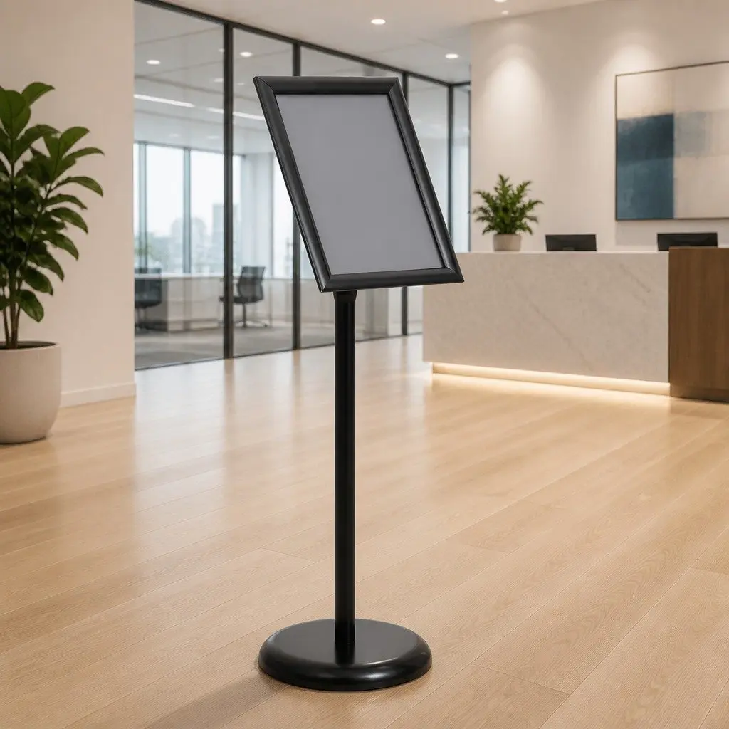 A4 Pedestal Poster Stand Display Black Aluminium Alloy
