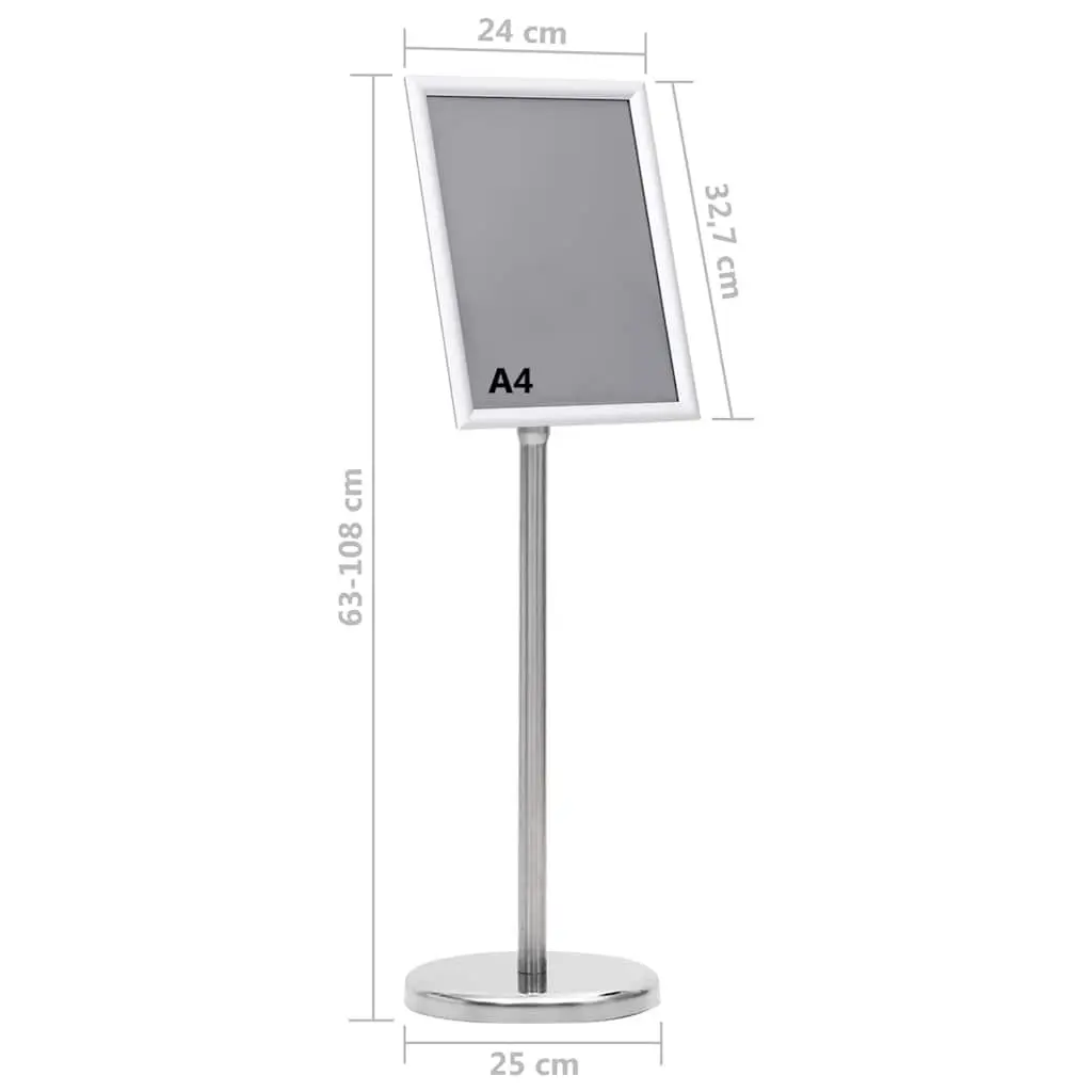 A4 Poster Stand Floor Display Stand Adjustable Silver Lightweight Portable