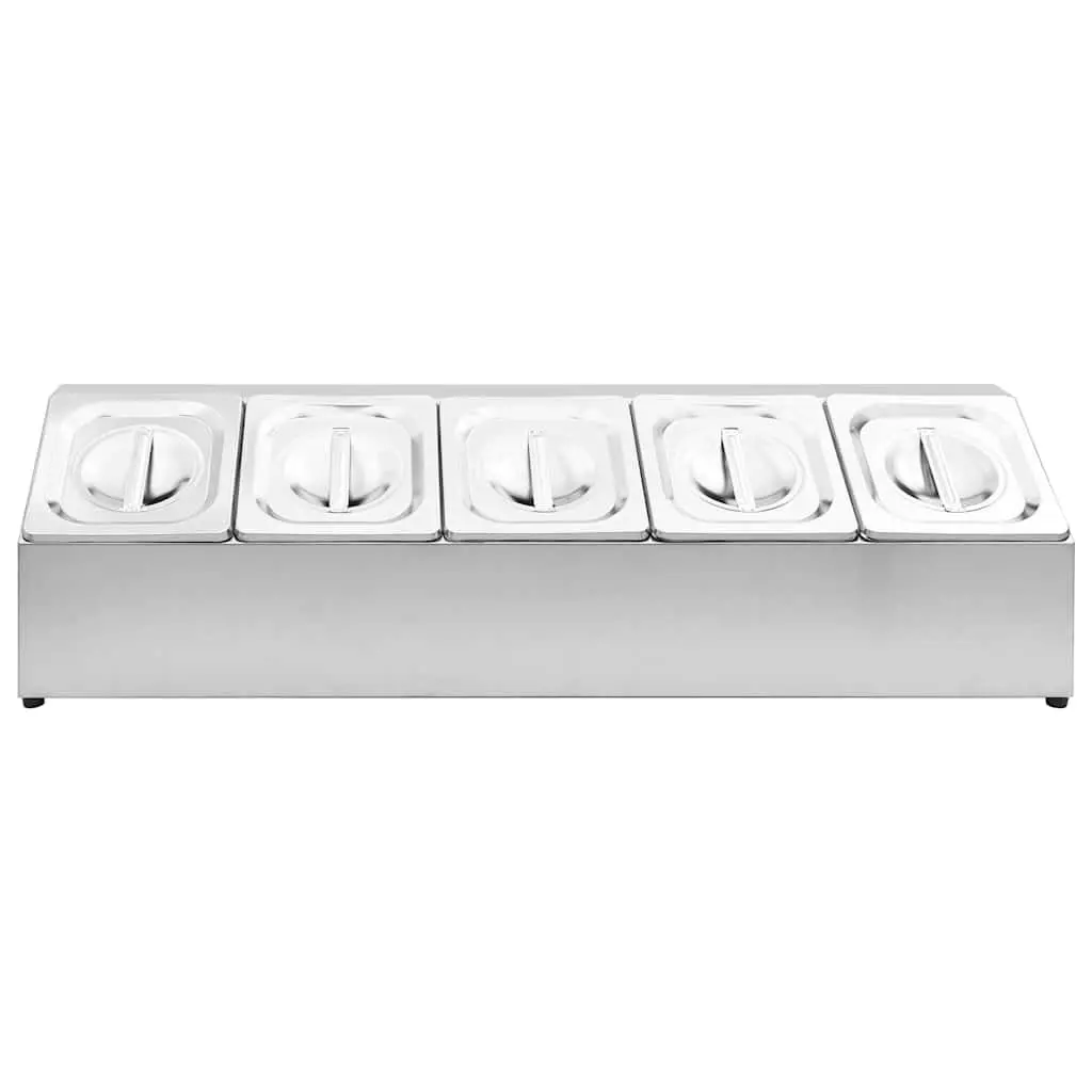 Gastronorm Container Holder Stainless Steel Salad Bar 5 GN 1/6 Pans Silver