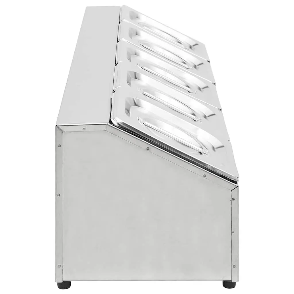 Gastronorm Container Holder Stainless Steel Salad Bar 5 GN 1/6 Pans Silver