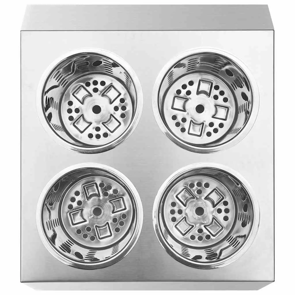 Cutlery Holder Stainless Steel Kitchen Utensil Caddy 4 Grids Silver